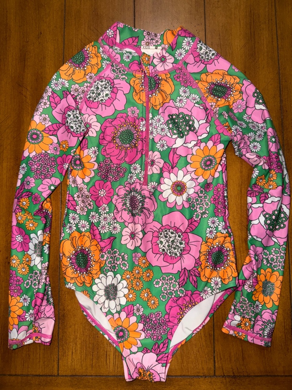 Cotton On Kids Floral Long Sleeve Rashguard - Pink, Green & Orange